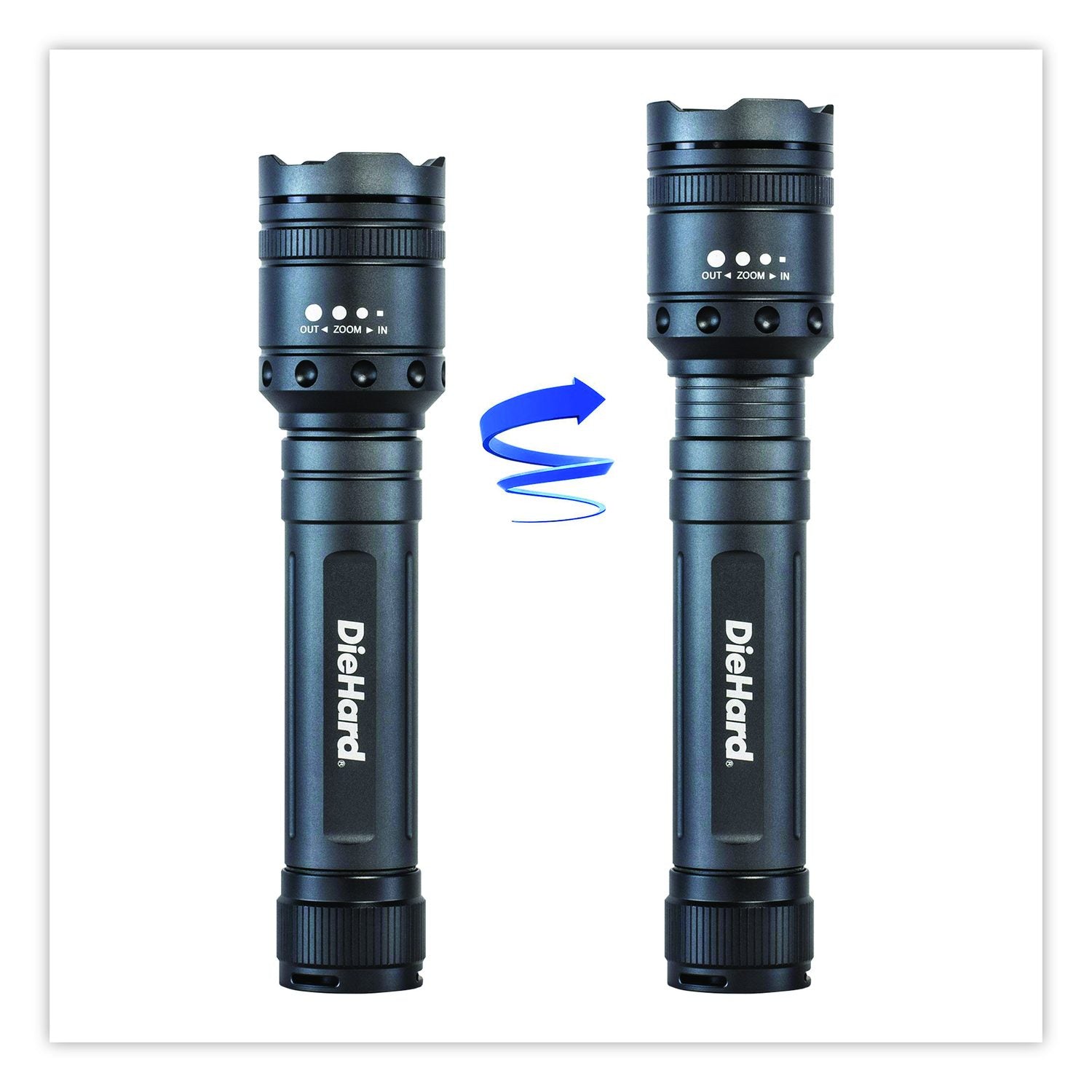 Diehard Twist Focus 3, 000 Lumen Aluminum Flashlight, 9 AA Batteries (Included), Gray