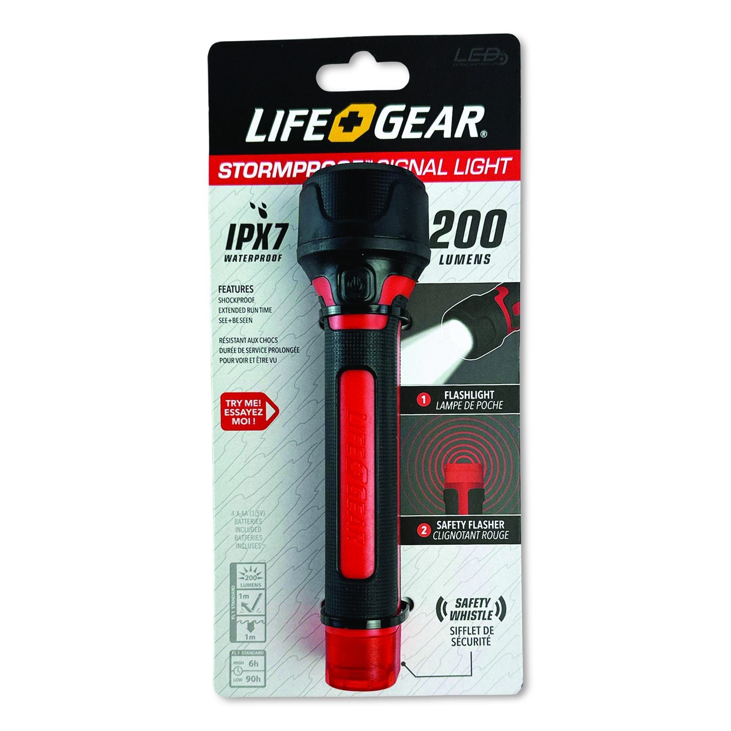 Lifegear Stormproof Signal Light, 4 AA Batteries (Included), Red