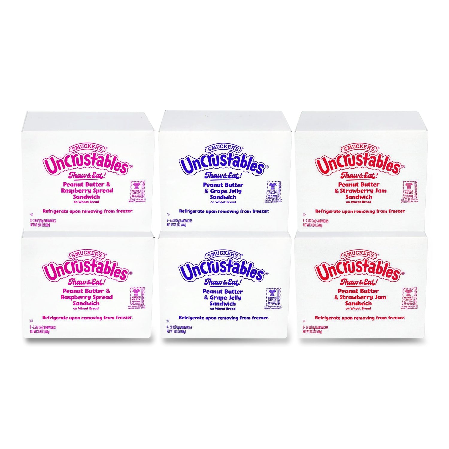 UNCRUSTABLES Variety Pack, 8 Sandwiches/Box, 6 Boxes/Carton