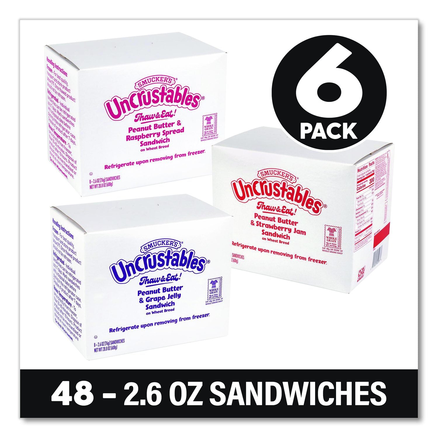 UNCRUSTABLES Variety Pack, 8 Sandwiches/Box, 6 Boxes/Carton