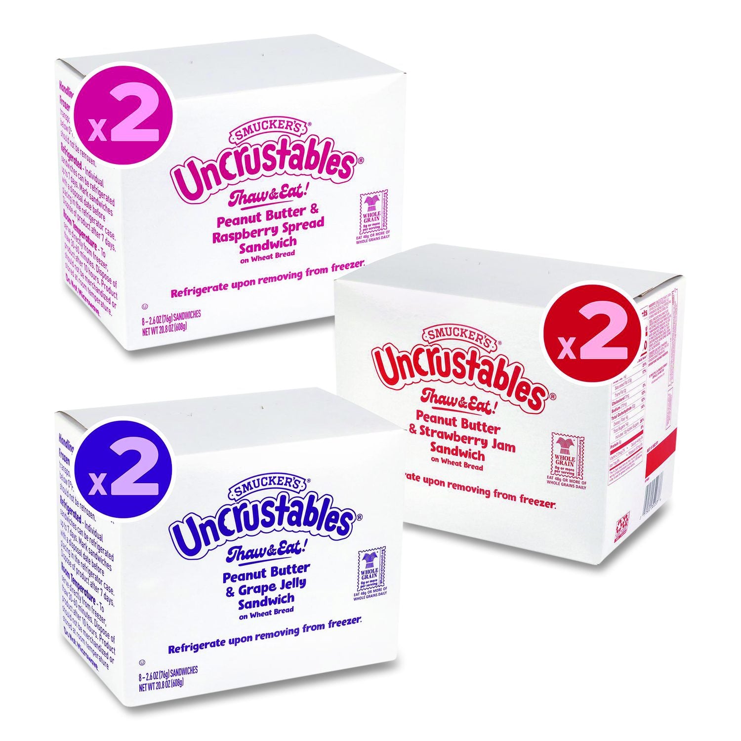 UNCRUSTABLES Variety Pack, 8 Sandwiches/Box, 6 Boxes/Carton