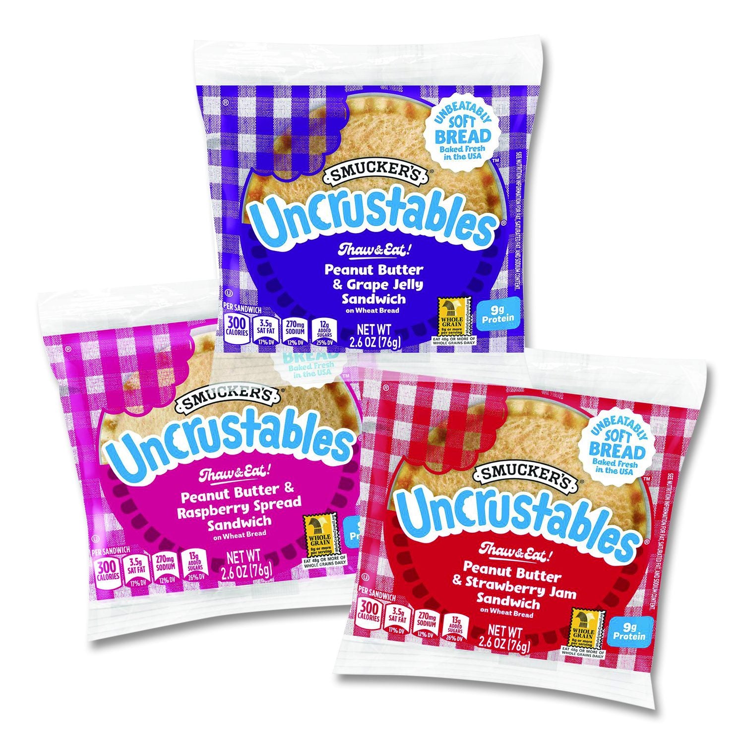 UNCRUSTABLES Variety Pack, 8 Sandwiches/Box, 6 Boxes/Carton