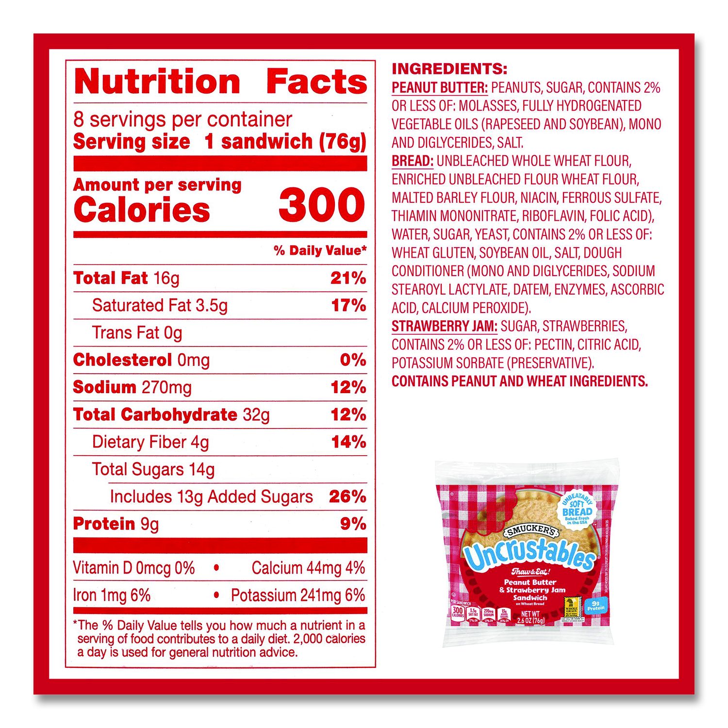UNCRUSTABLES Variety Pack, 8 Sandwiches/Box, 6 Boxes/Carton