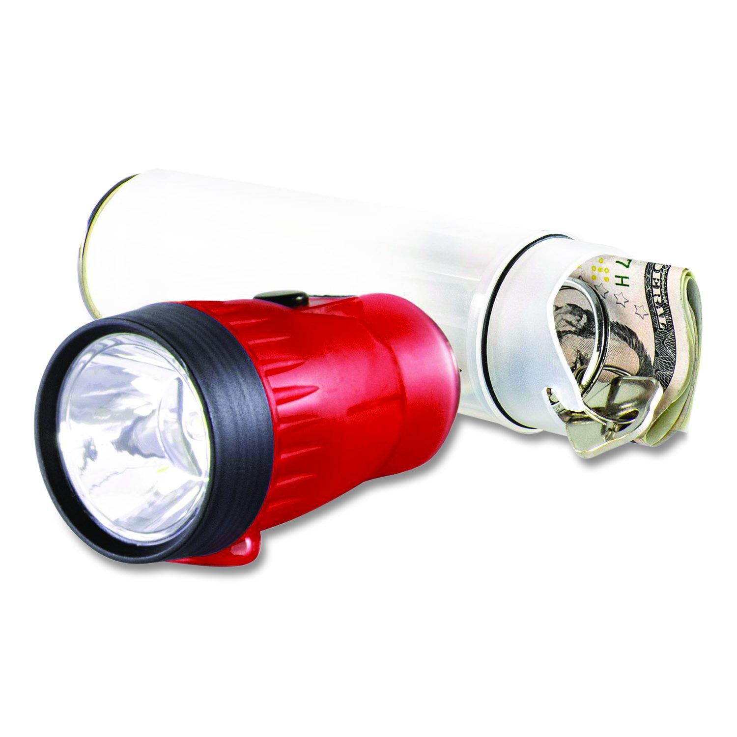Lifegear Glow Flashlight With Storage Handle, 3 AA Batteries (Included), Red