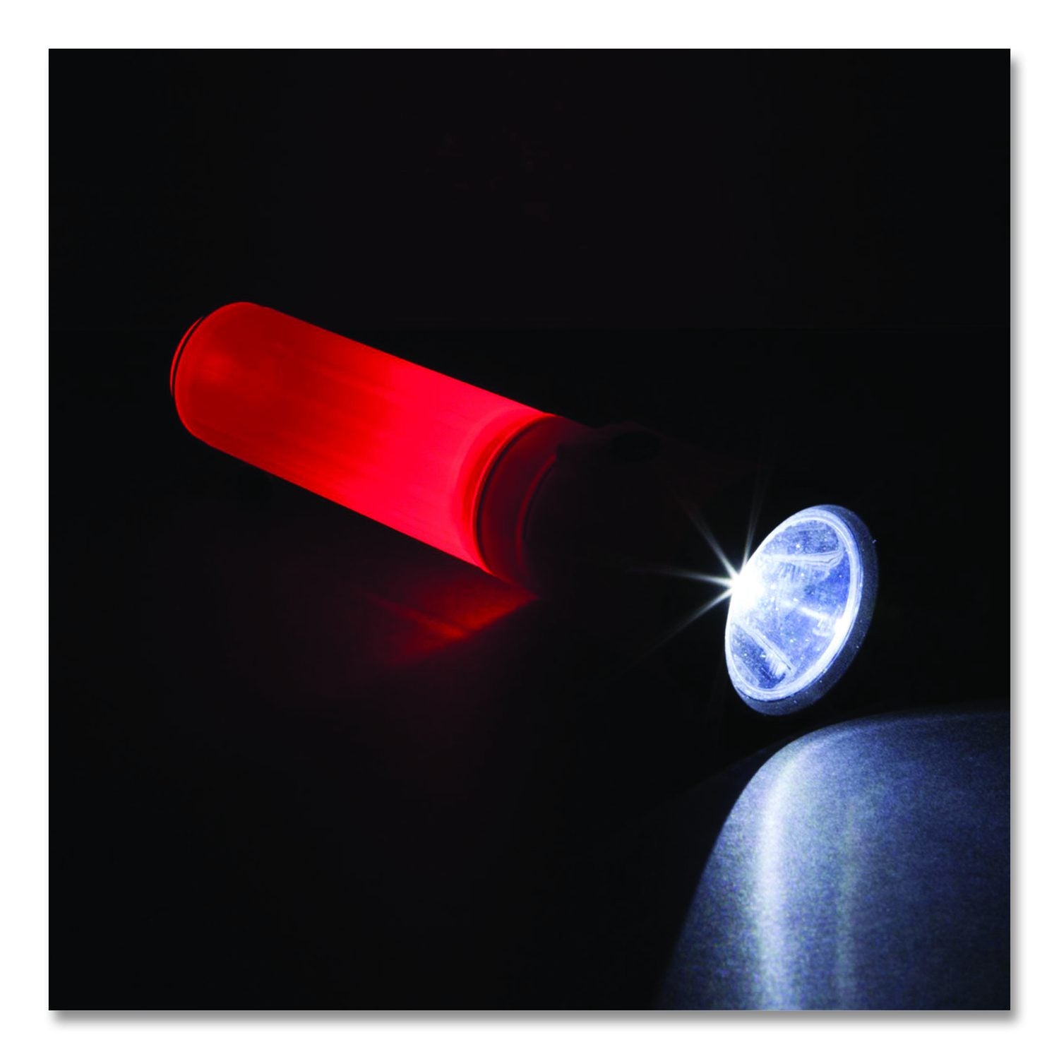 Lifegear Glow Flashlight With Storage Handle, 3 AA Batteries (Included), Red