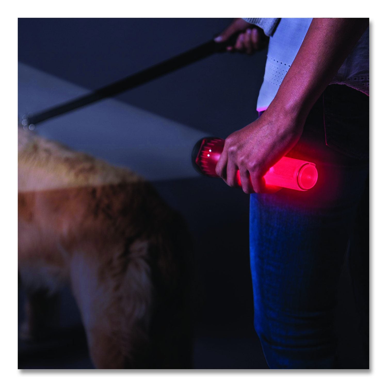 Lifegear Glow Flashlight With Storage Handle, 3 AA Batteries (Included), Red