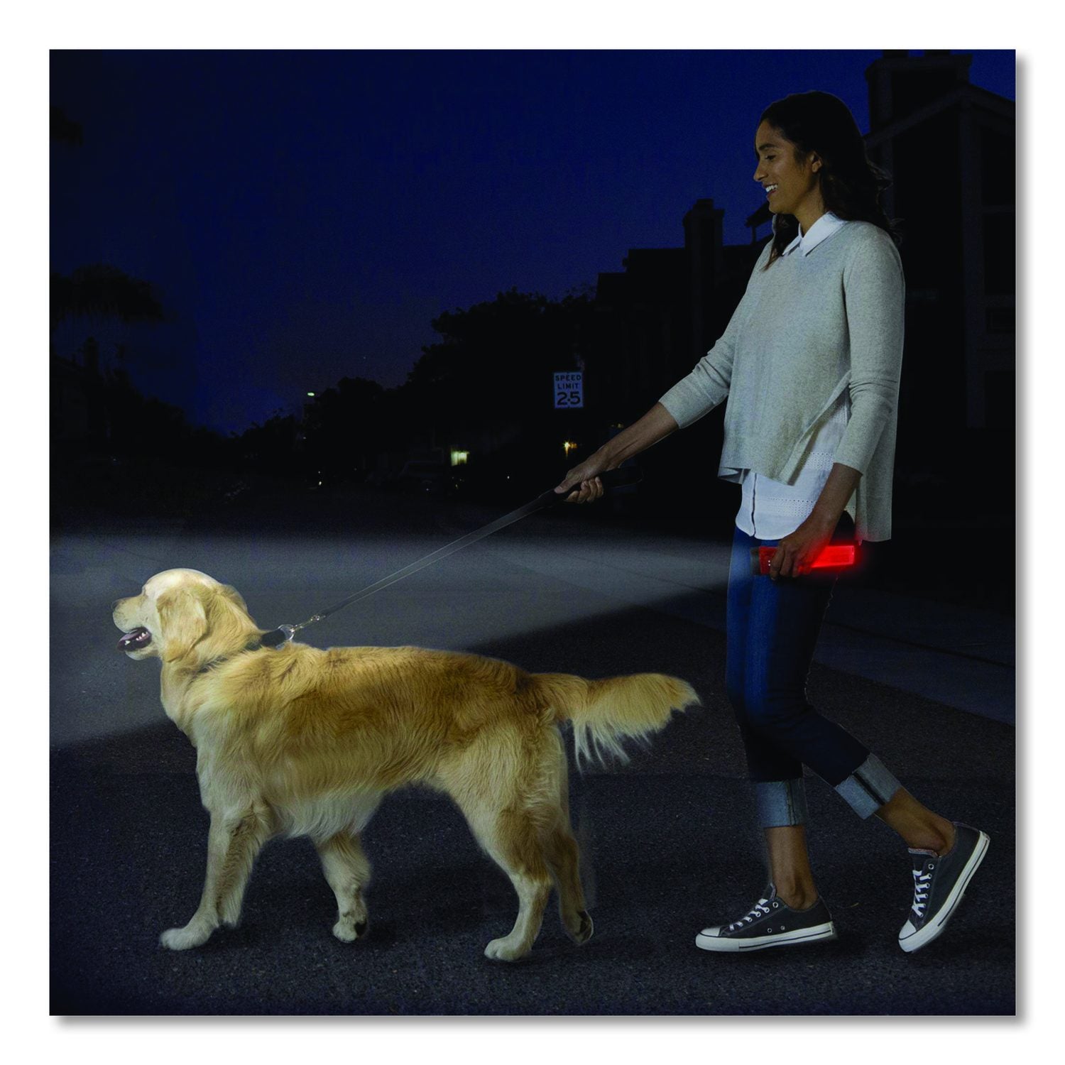 Lifegear Glow Flashlight With Storage Handle, 3 AA Batteries (Included), Red