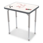 Hierarchy Rectangle Desk, 26" X 20" X 18" To 29", White Porcelain Steel Top/Platinum Legs