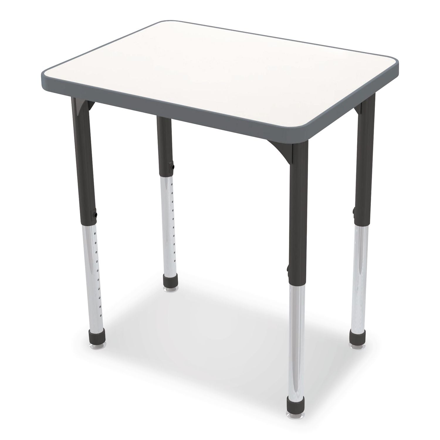 Hierarchy Rectangle Desk, 26" X 20" X 18" To 29", White Porcelain Steel Top/Black Legs