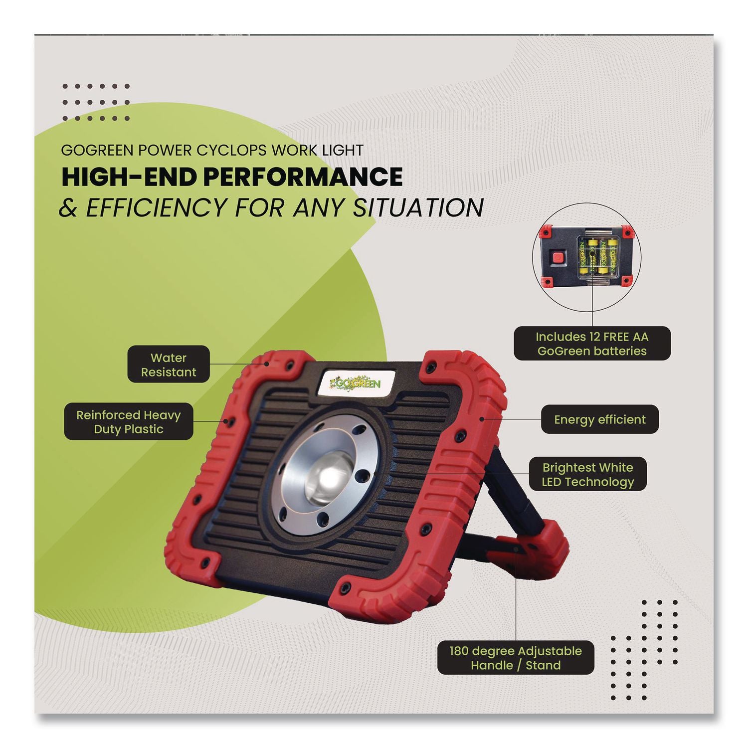 Cyclops Work Light, Integrated LED Bulb, 6.75 X 2.5 X 5, Red/Black