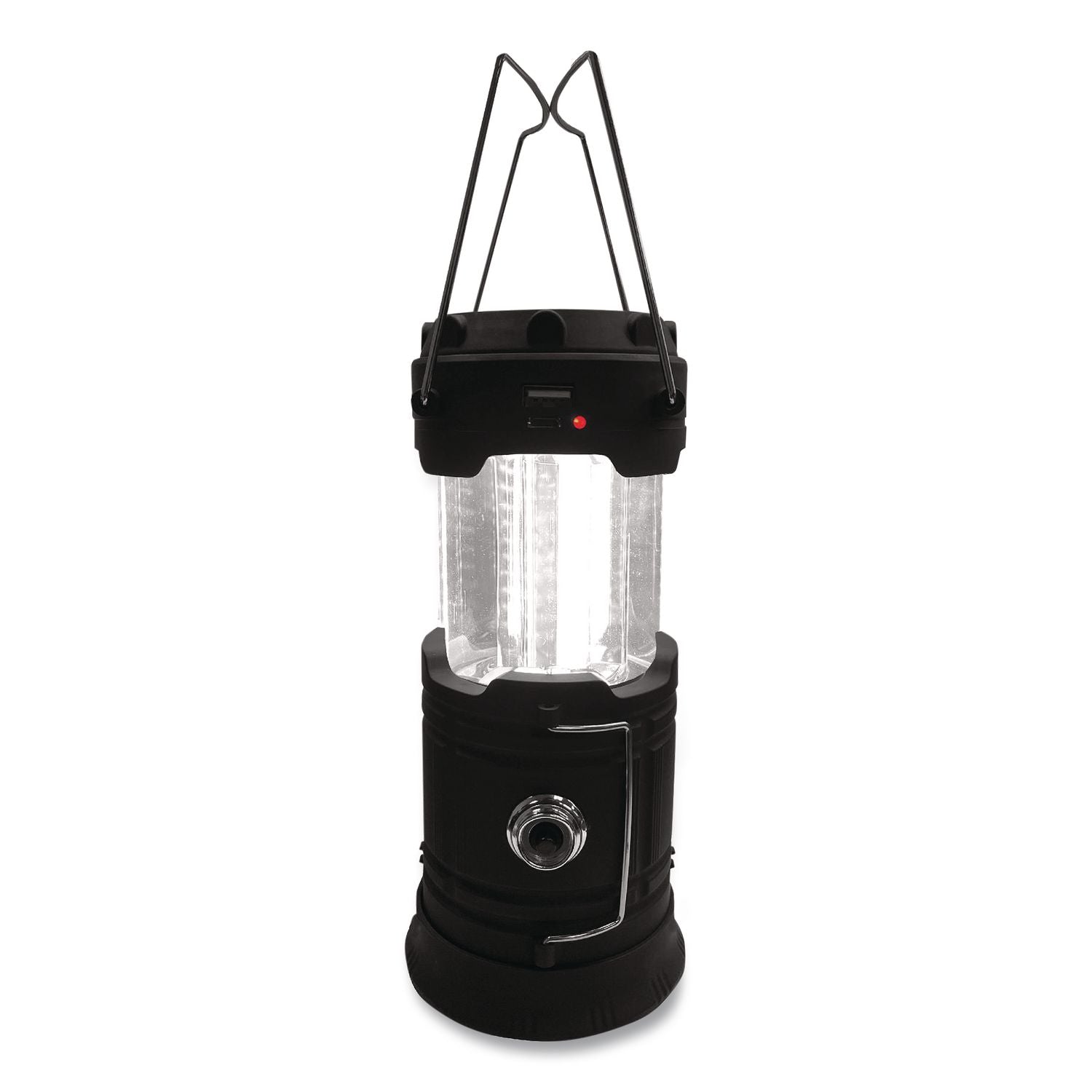 COB LED Solar/Rechargeable Lantern, Lithium Ion Rechargeable Battery (Included), Dark Gray