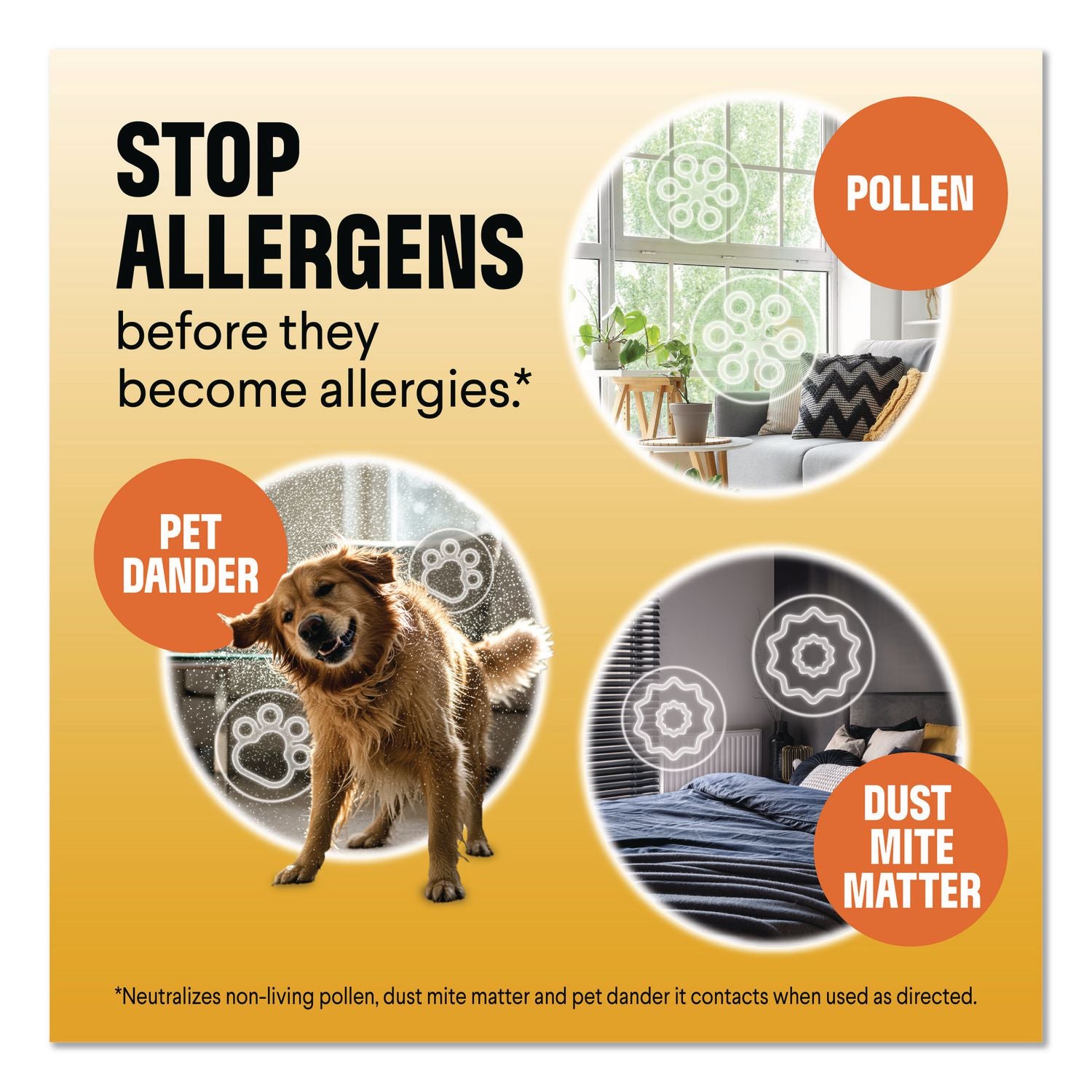PURE Allergen Neutralizer Daily Air Spray, Citrus, 8 Oz Aerosol Spray, 6/Carton