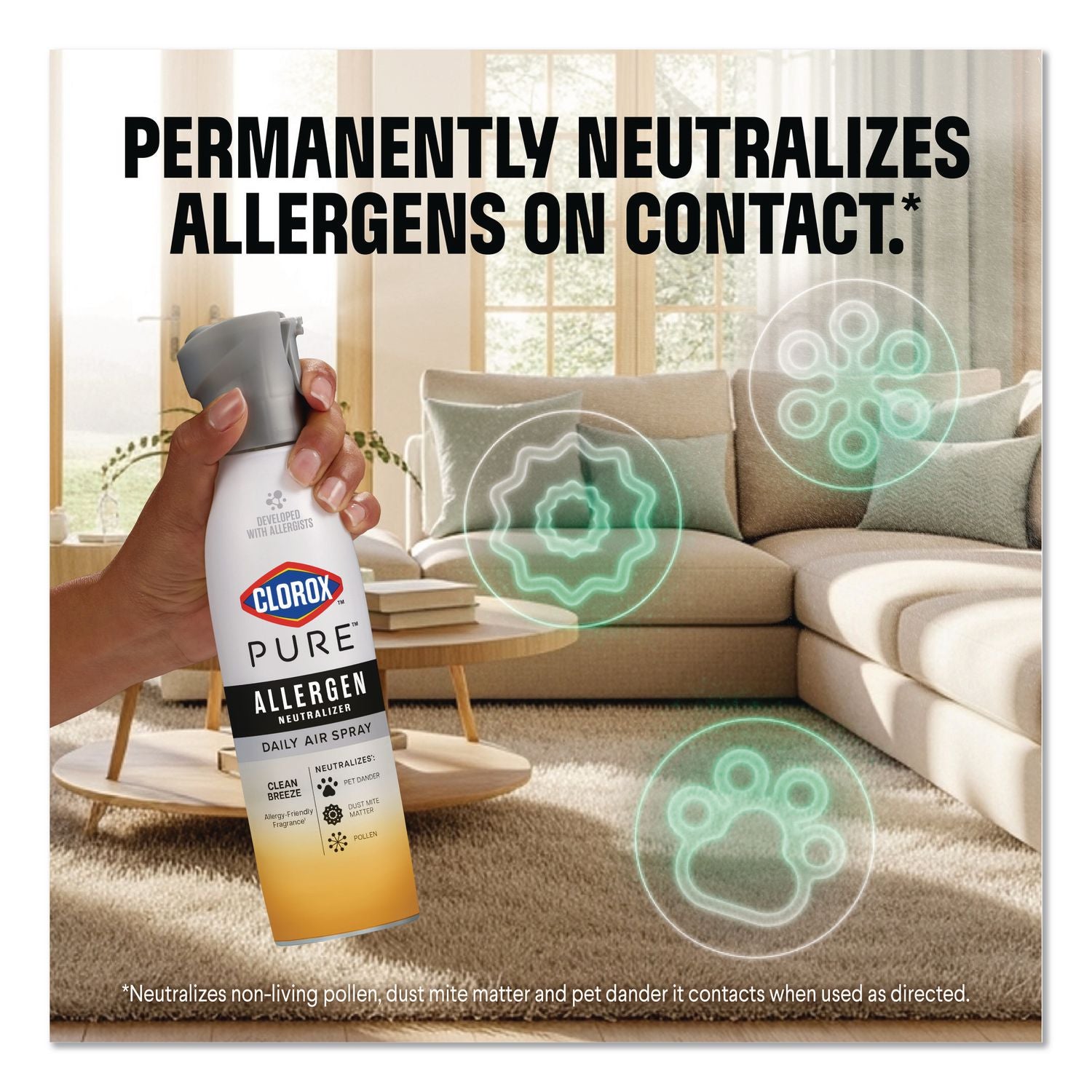 PURE Allergen Neutralizer Daily Air Spray, Citrus, 8 Oz Aerosol Spray, 6/Carton