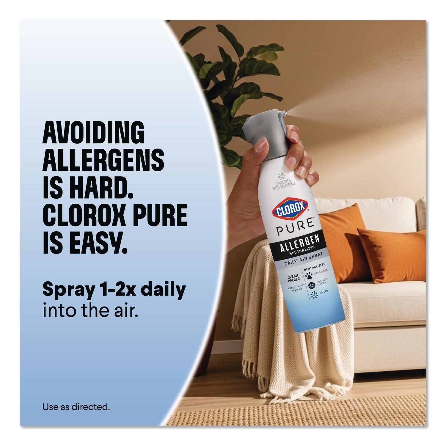 PURE Allergen Neutralizer Daily Air Spray, Ocean Mist, 8 Oz Aerosol Spray, 6/Carton