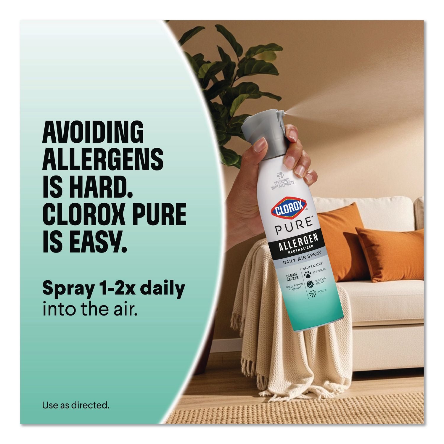 PURE Allergen Neutralizer Daily Air Spray, Clean Breeze, 8 Oz Aerosol Spray, 6/Carton