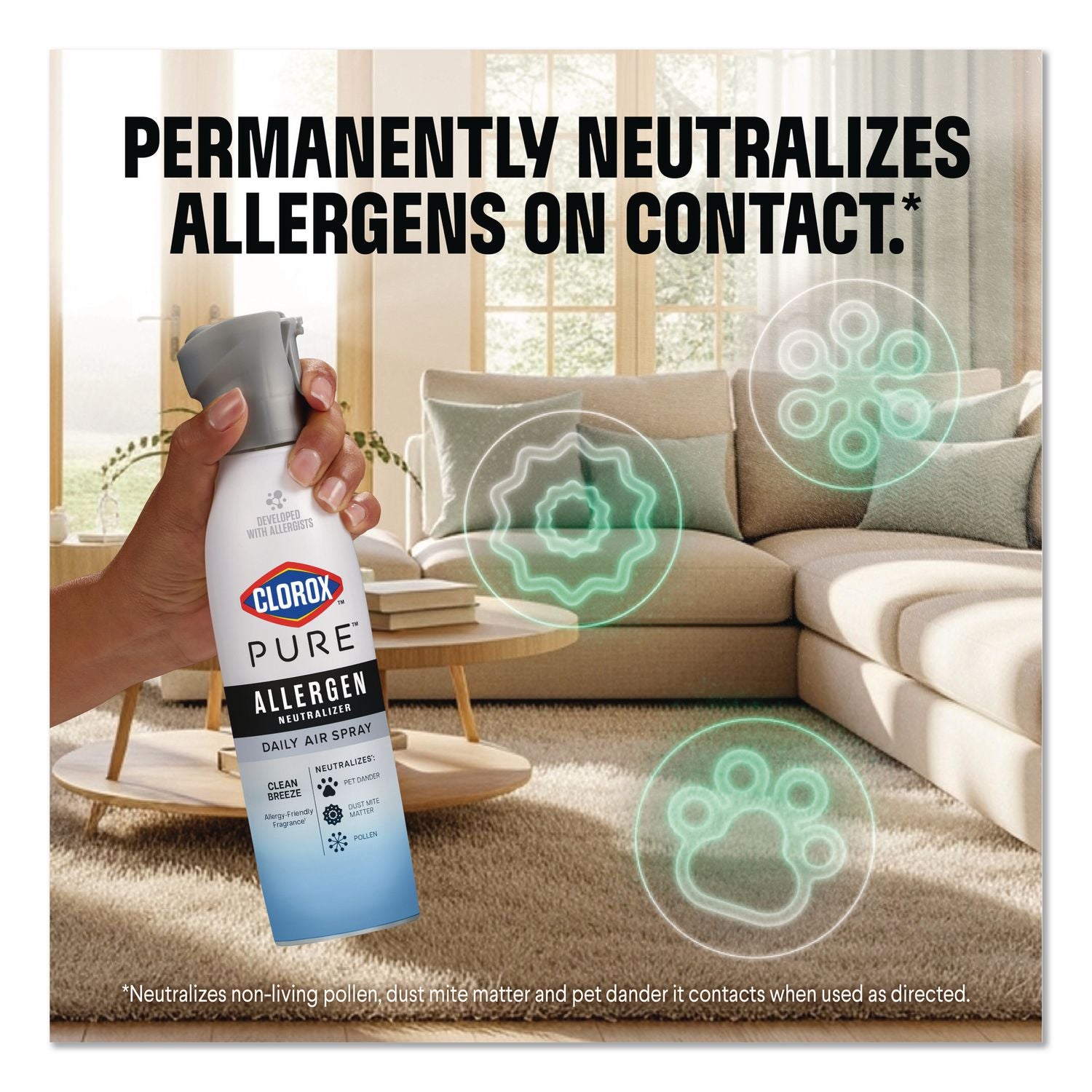 PURE Allergen Neutralizer Daily Air Spray, Ocean Mist, 8 Oz Aerosol Spray, 6/Carton