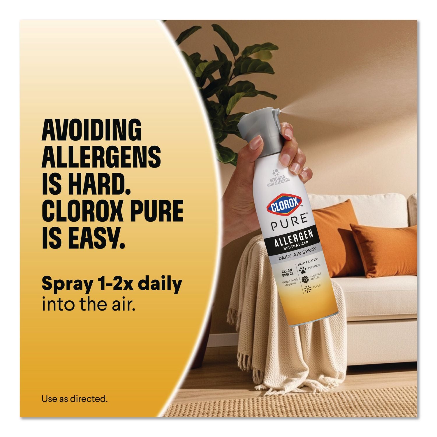 PURE Allergen Neutralizer Daily Air Spray, Citrus, 8 Oz Aerosol Spray, 6/Carton