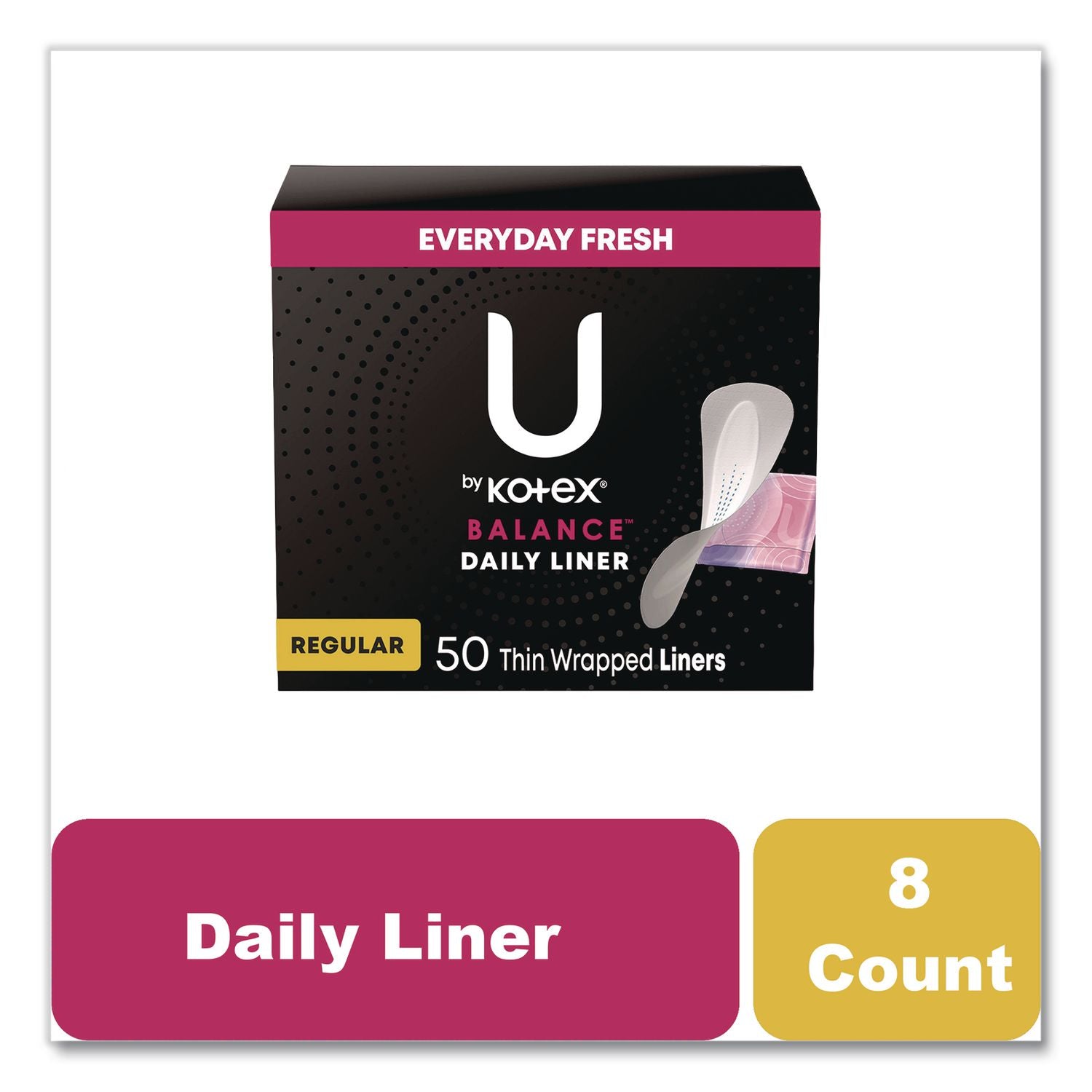 Balance Daily Wrapped Panty Liners, Light Absorbency, 50/Pack, 8 Packs/Carton
