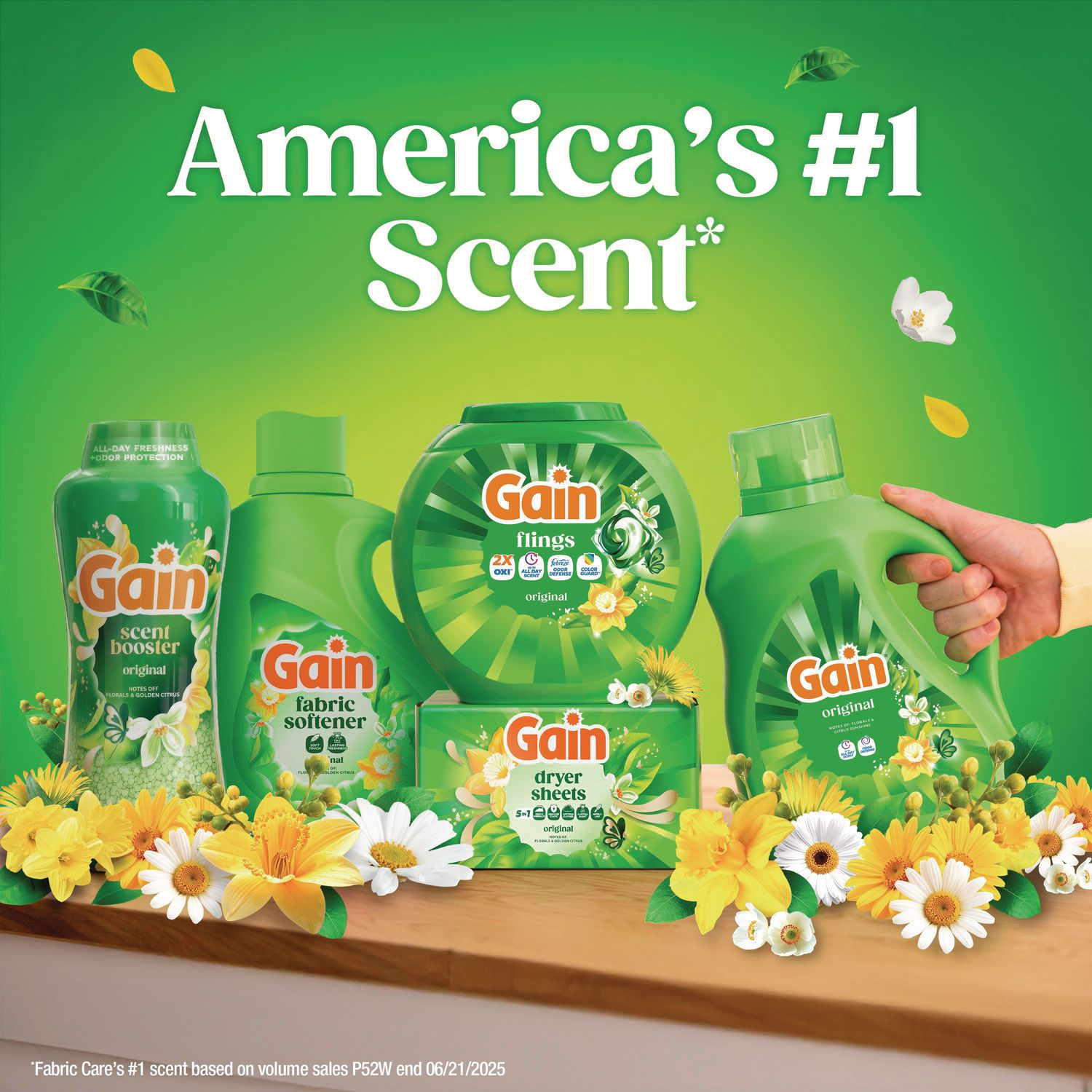 Liquid Laundry Detergent, Gain Original Scent, 19 Loads, 25 Oz Bottle, 6/Carton