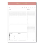 Bespoke Letterpress Daily Desk Notes Planner Pad, 7 X 9, Camellia Pink Headband, Undated