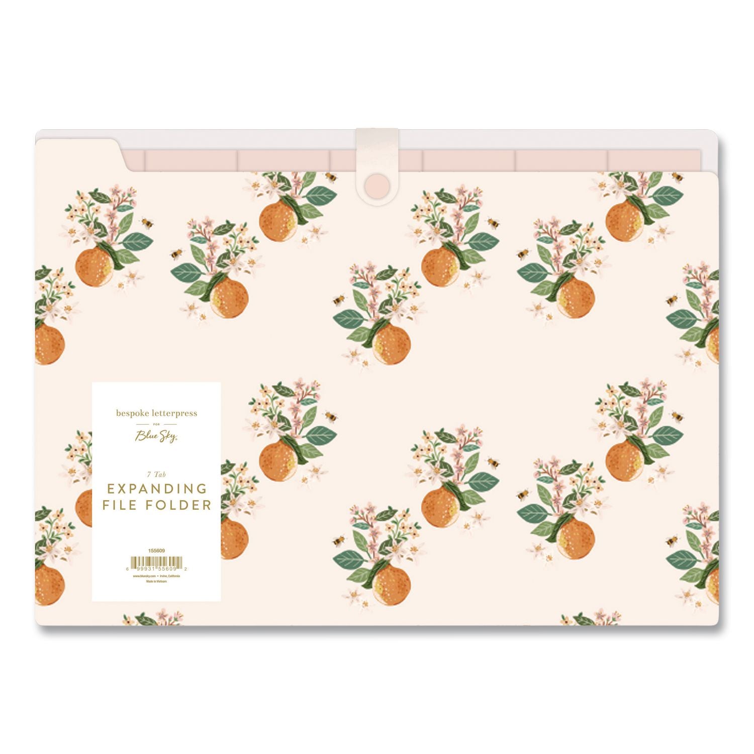 7-Tab Plastic Accordion File, 7 Sections, Snap Closure, Top Tabs, Legal Size, Oranges Light