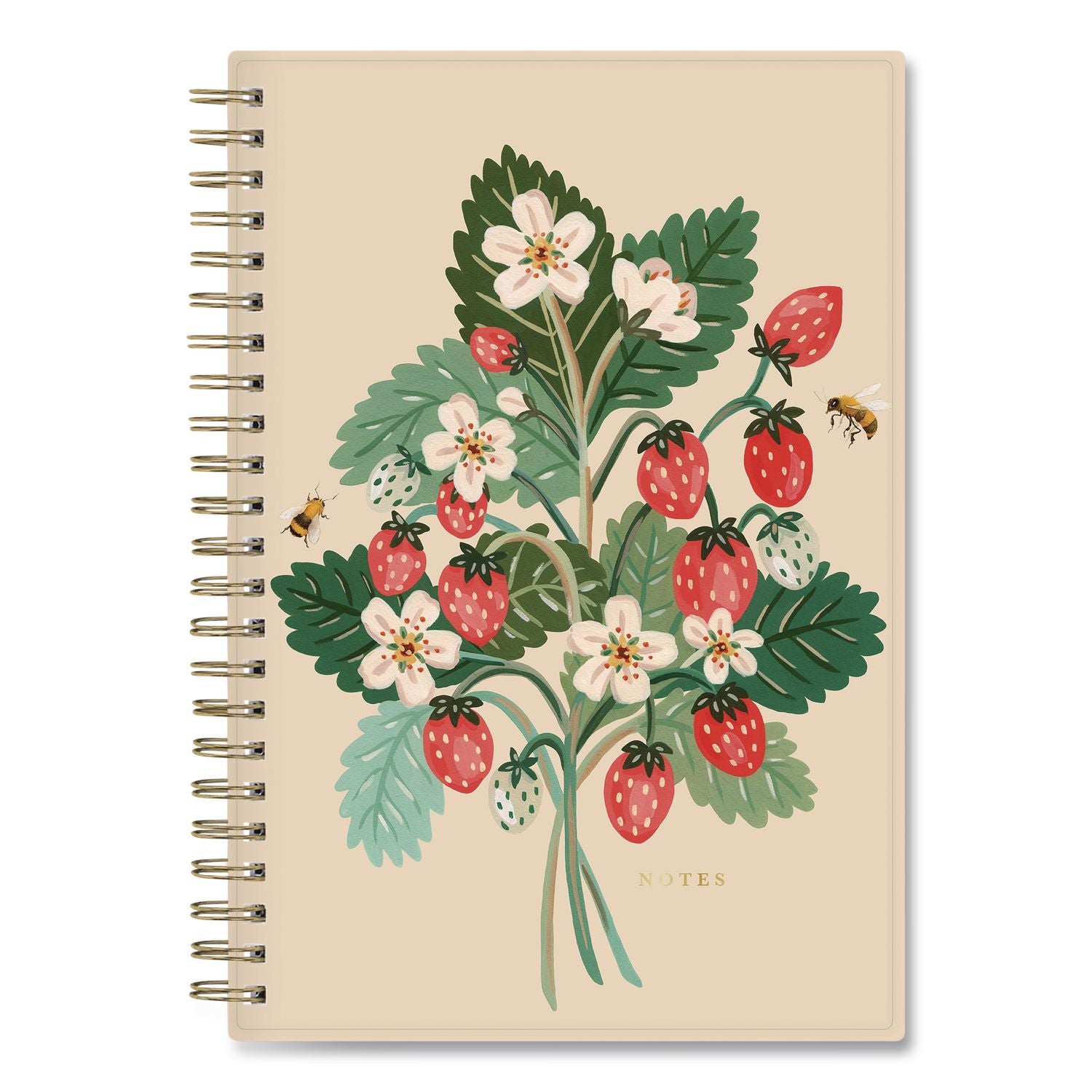 Blue Sky Bespoke Letterpress Content Notebook, Strawberry And Bee Cover, (150) 8 X 5 Sheets