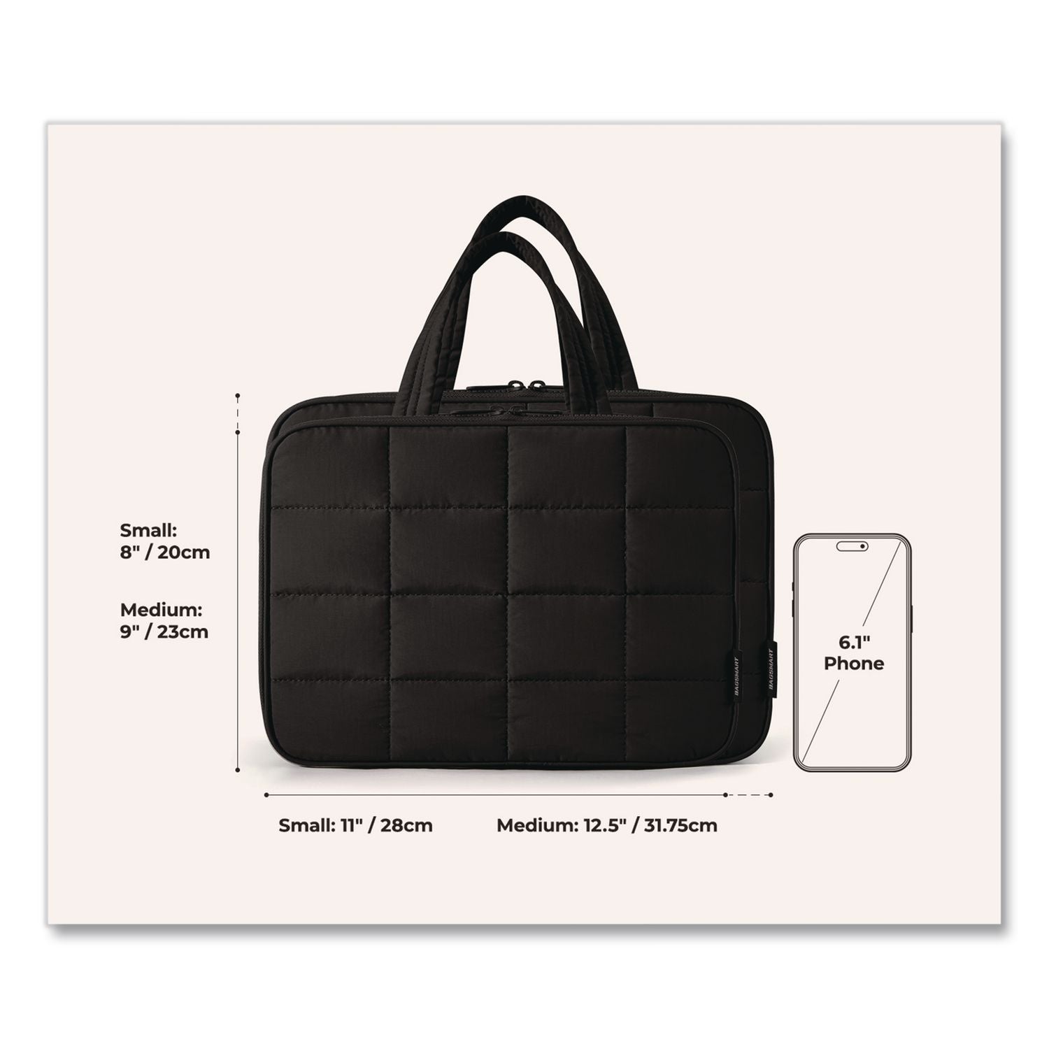 Spacesaver Puffy Toiletry Bag, 4.75 X 11 X 8, Black