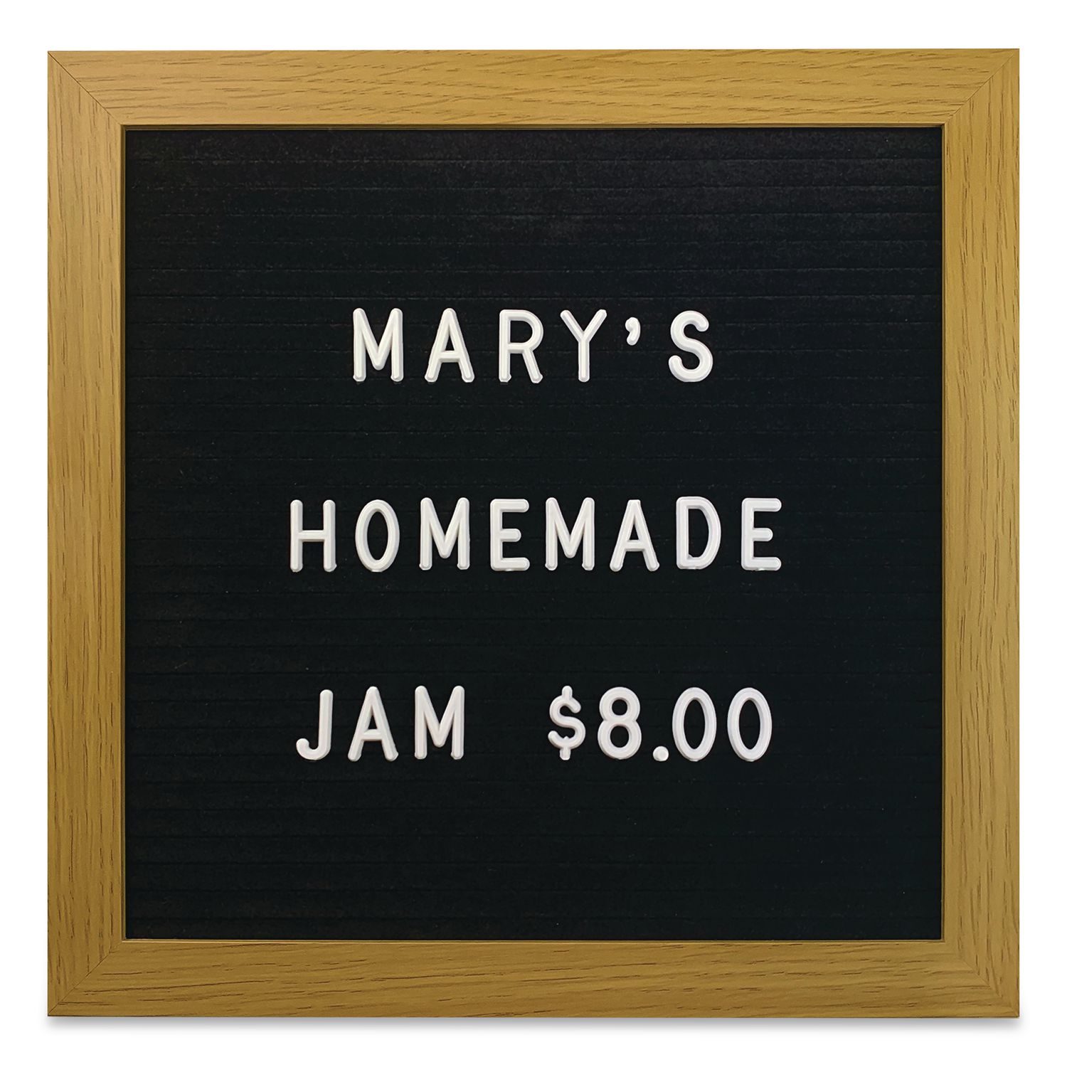 Message Letter Board, 10 X 10, Black Surface, Brown Wood Frame