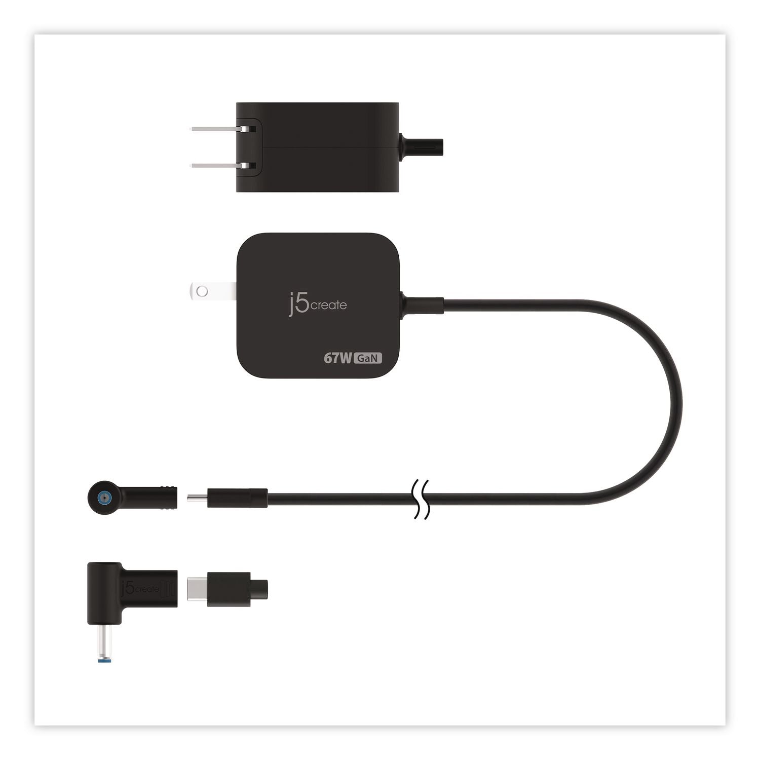 Gan 67 W USB-C Mini Charger With 4.5 Mm Converter, Black