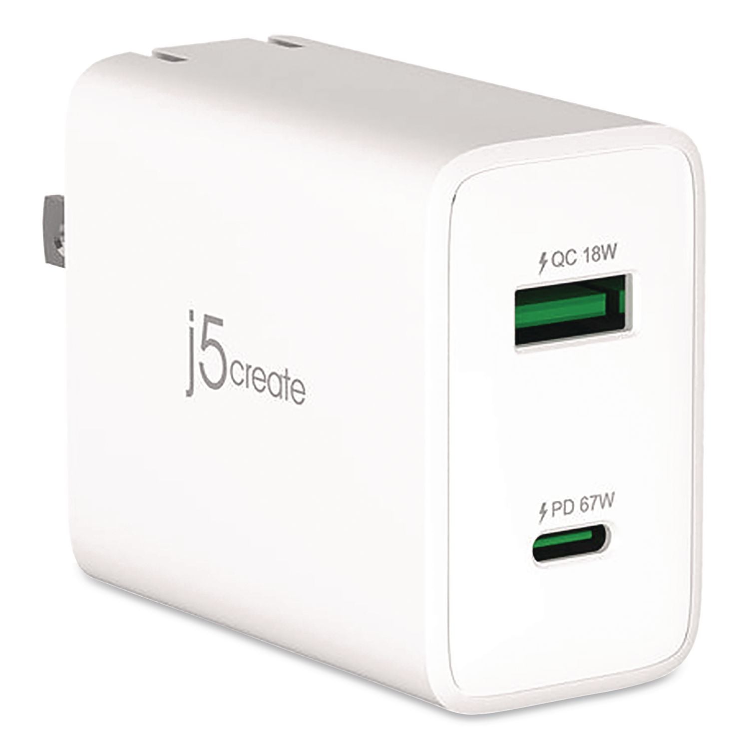 67 W Gan USB-C/USB-A Two-Port Charger, White
