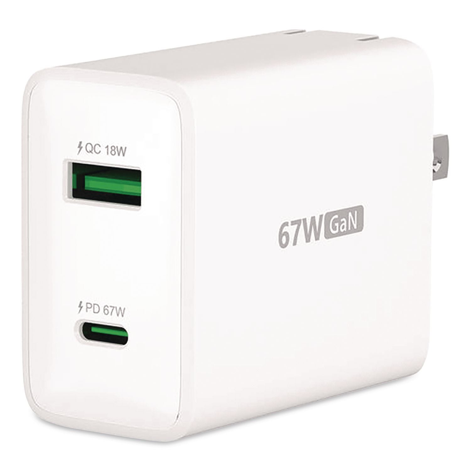 67 W Gan USB-C/USB-A Two-Port Charger, White