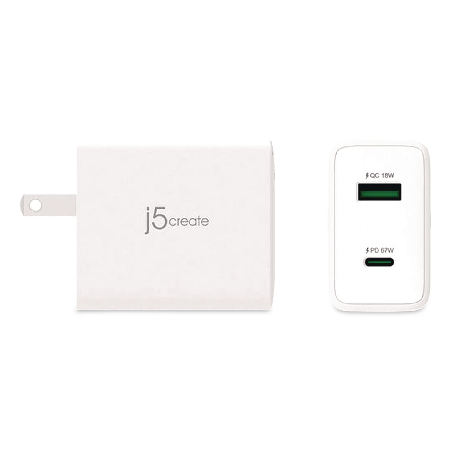 67 W Gan USB-C/USB-A Two-Port Charger, White
