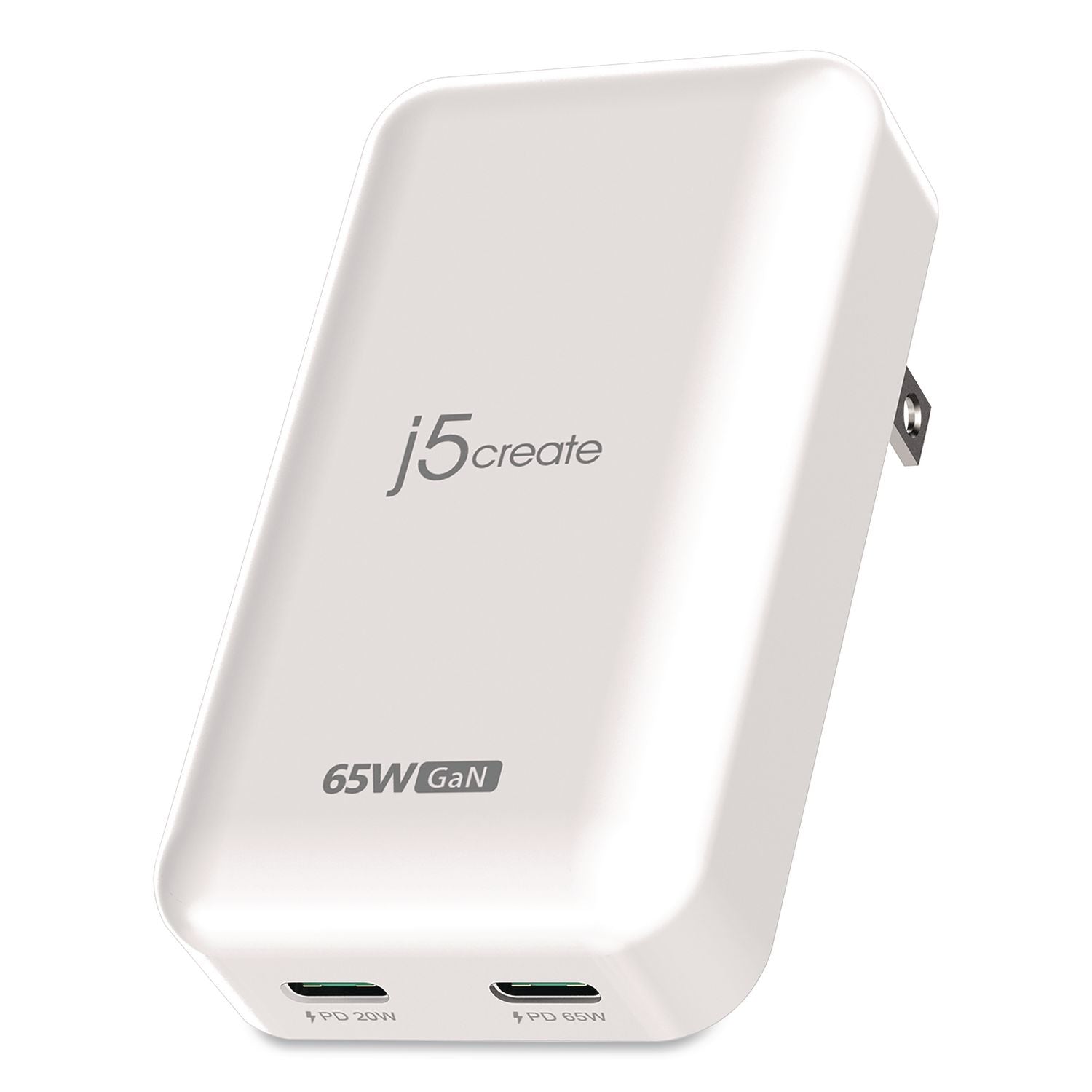 65 W USB-C Two-Port Gan PD Charger, White
