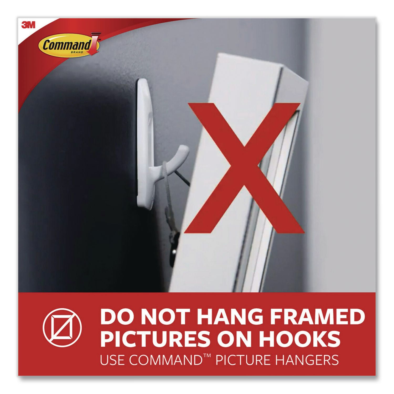 Large Utility Hook, Plastic, Clear, Supports 4 Lb, 3 Hooks And 6 Strips/Pack