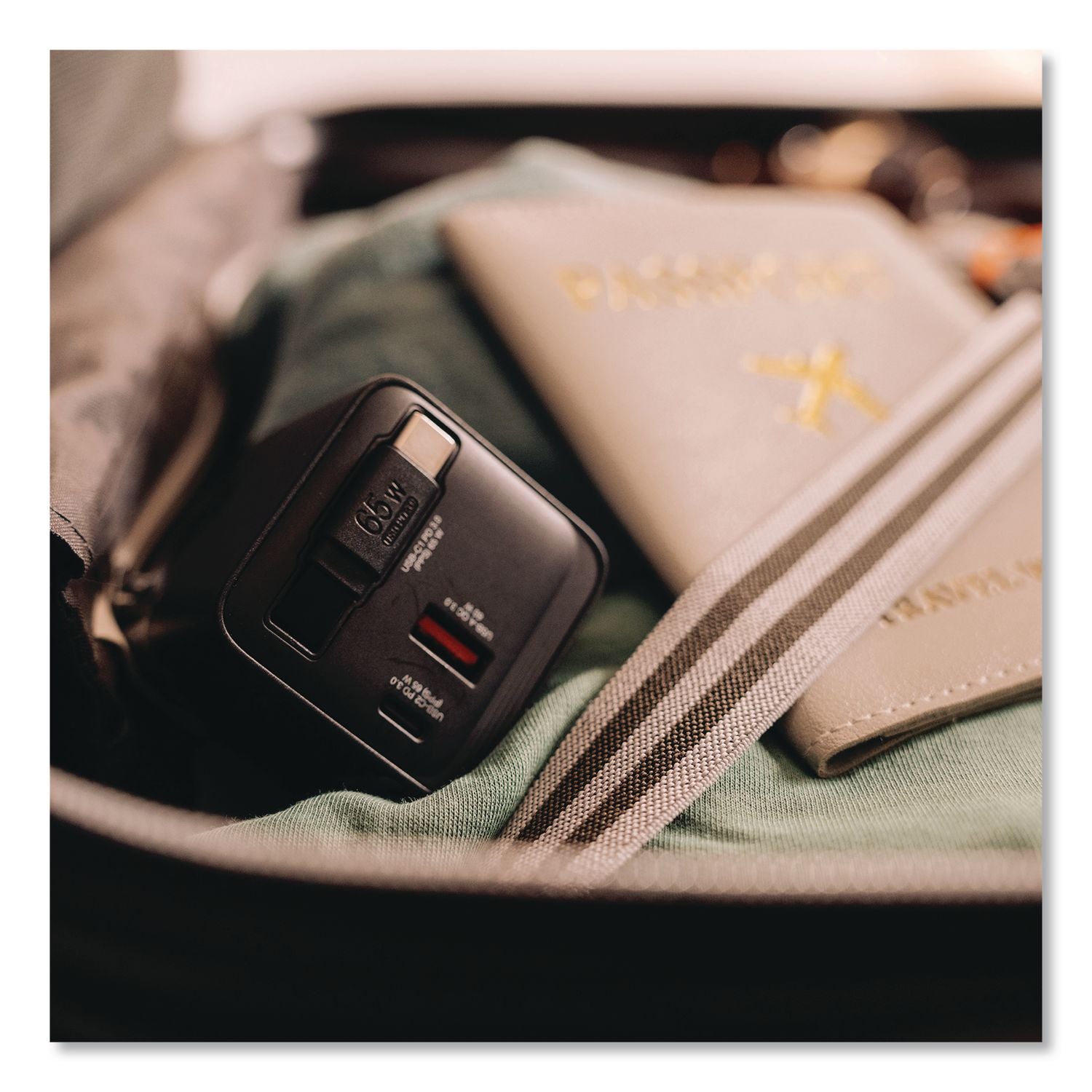 65 W Gan Charger With Retractable USB-C Cable, Black