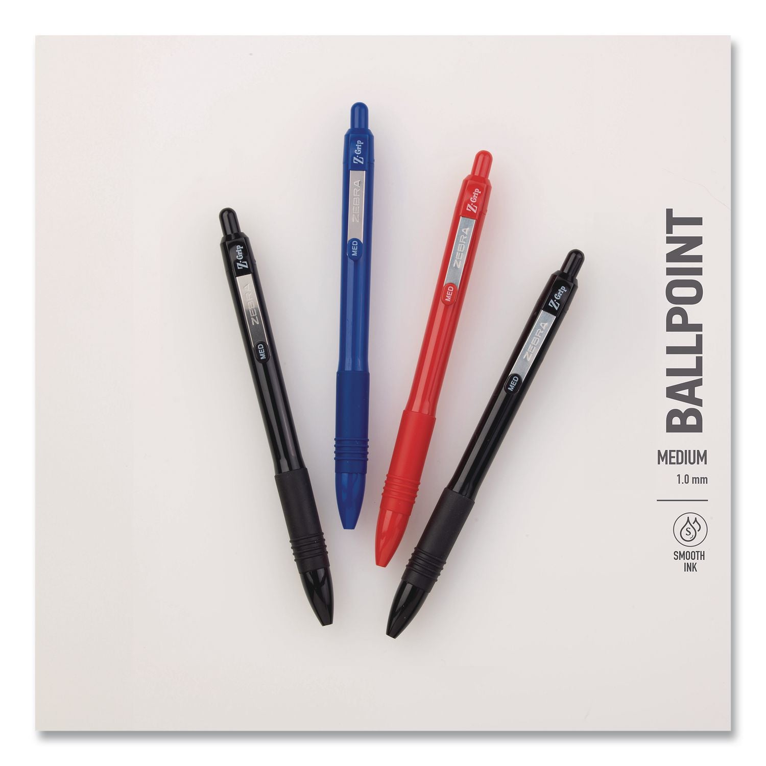 Z-Grip Ballpoint Pen With Recycled Material, Retractable, Medium 1 Mm, Assorted Ink And Barrel Colors, 24/Pack