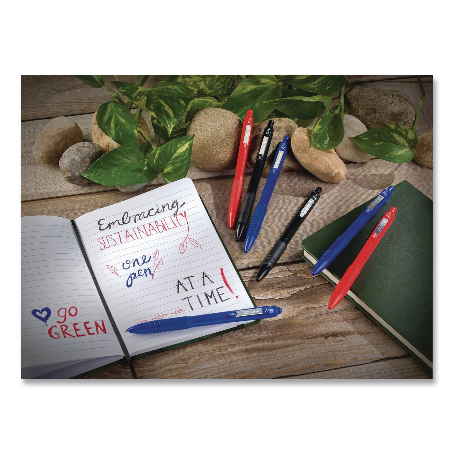 Z-Grip Ballpoint Pen With Recycled Material, Retractable, Medium 1 Mm, Assorted Ink And Barrel Colors, 24/Pack