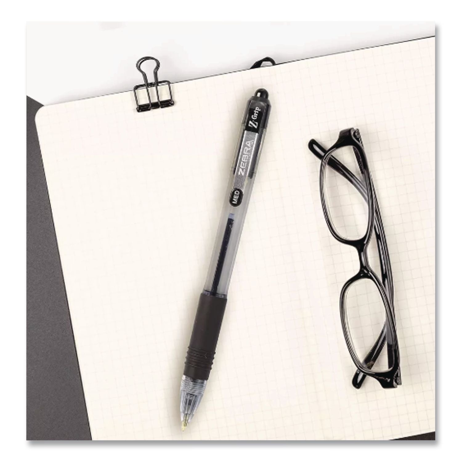 Z-Grip Ballpoint Pen, Retractable, Medium 1 Mm, Black Ink And Barrel, 24/Pack
