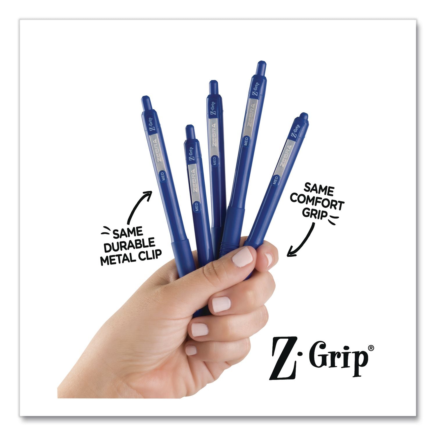 Z-Grip Ballpoint Pen, Retractable, Medium 1 Mm, Blue Ink And Barrel, 24/Pack