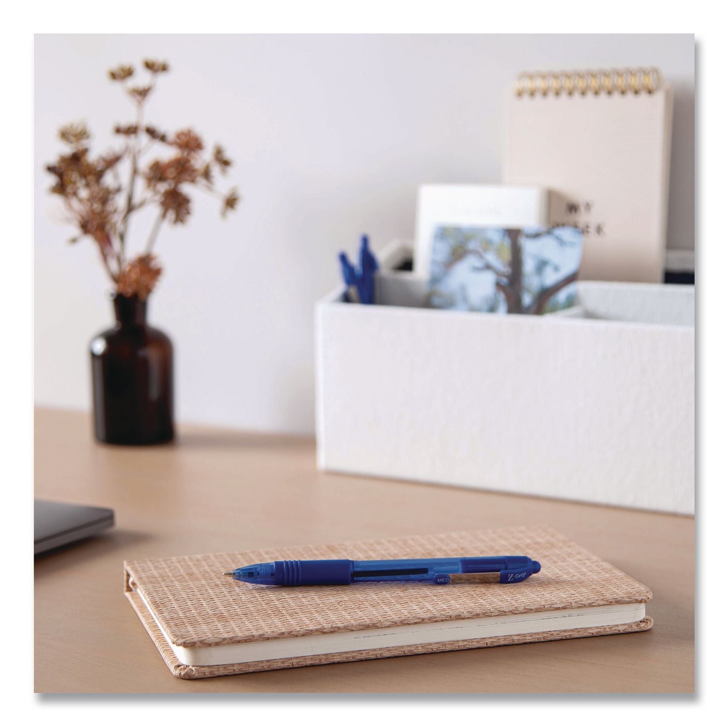 Z-Grip Ballpoint Pen, Retractable, Medium 1 Mm, Blue Ink And Barrel, 24/Pack