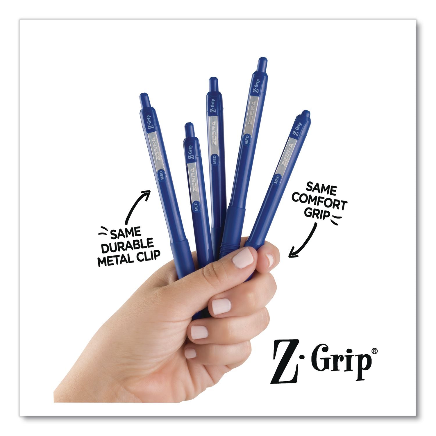 Z-Grip Ballpoint Pen, Retractable, Medium 1 Mm, Blue Ink And Barrel, 48/Pack