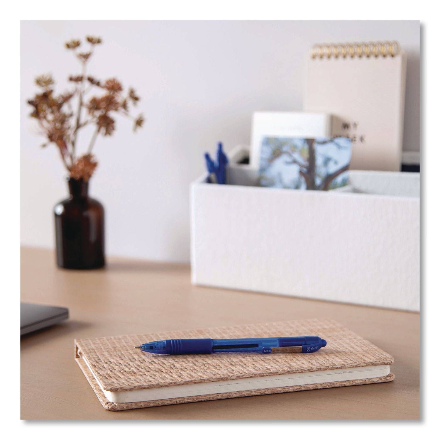 Z-Grip Ballpoint Pen, Retractable, Medium 1 Mm, Blue Ink, Transparent Blue Barrel, 96/Pack
