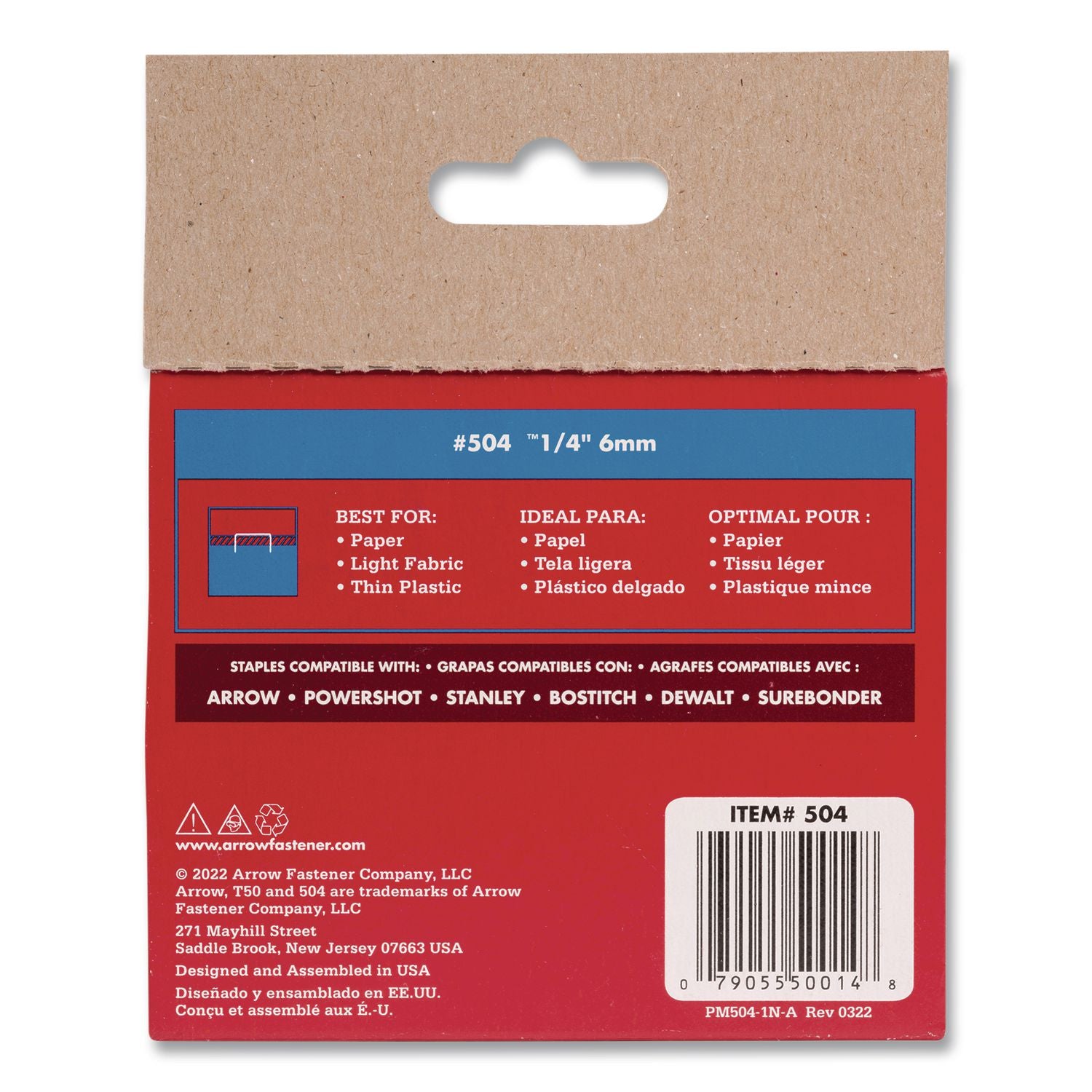 T50 Heavy Duty Staples, 0.25" Leg, 0.38" Crown, Silver, 1, 250/Box