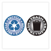 RECYCLE And TRASH Decals, 4" Diameter, Black/Blue, 2/Pack
