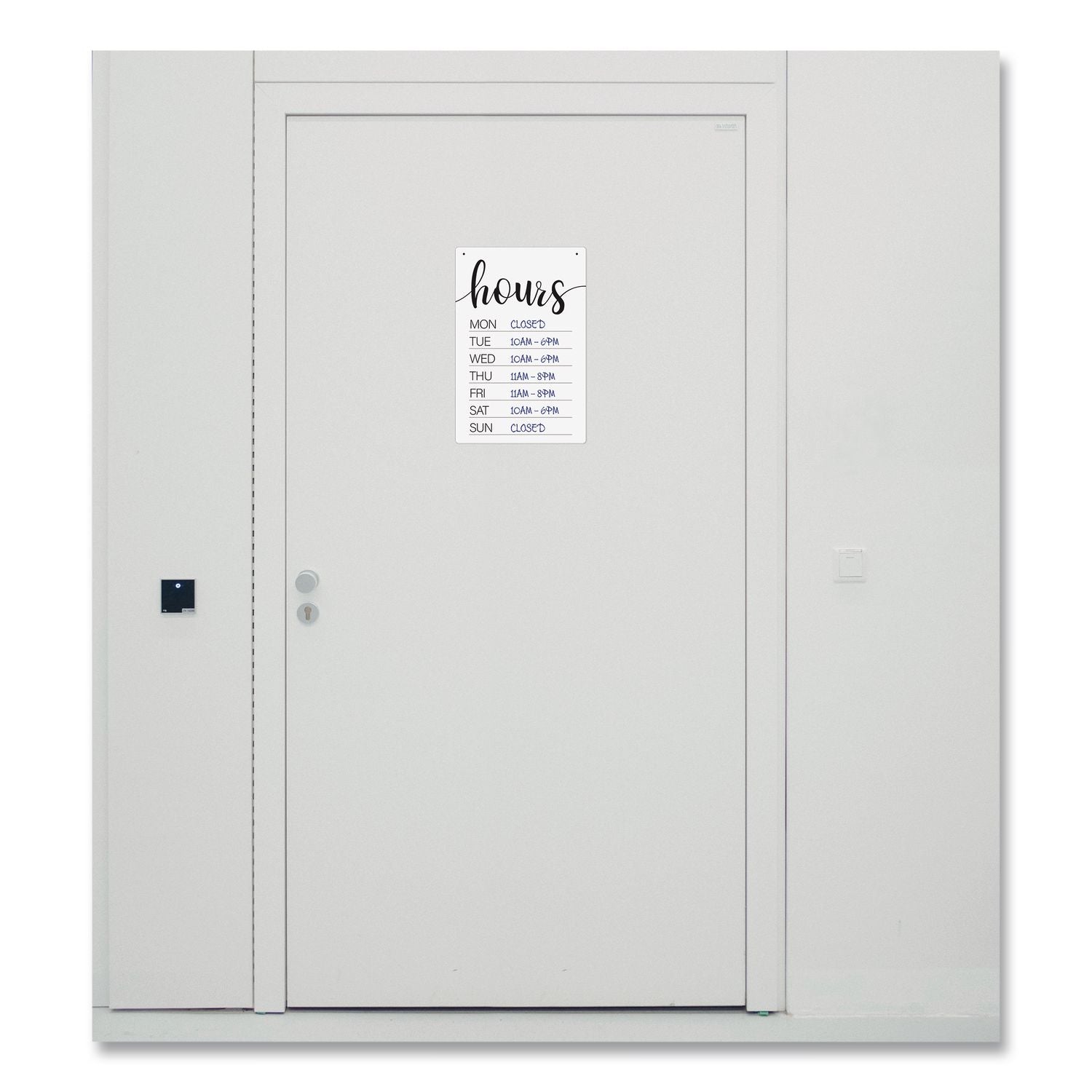 Dry Erase Business Hours Spa Style Sign, White 8 X 12 Surface