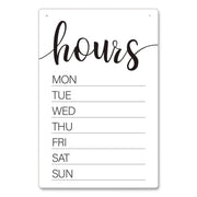 Dry Erase Business Hours Spa Style Sign, White 8 X 12 Surface