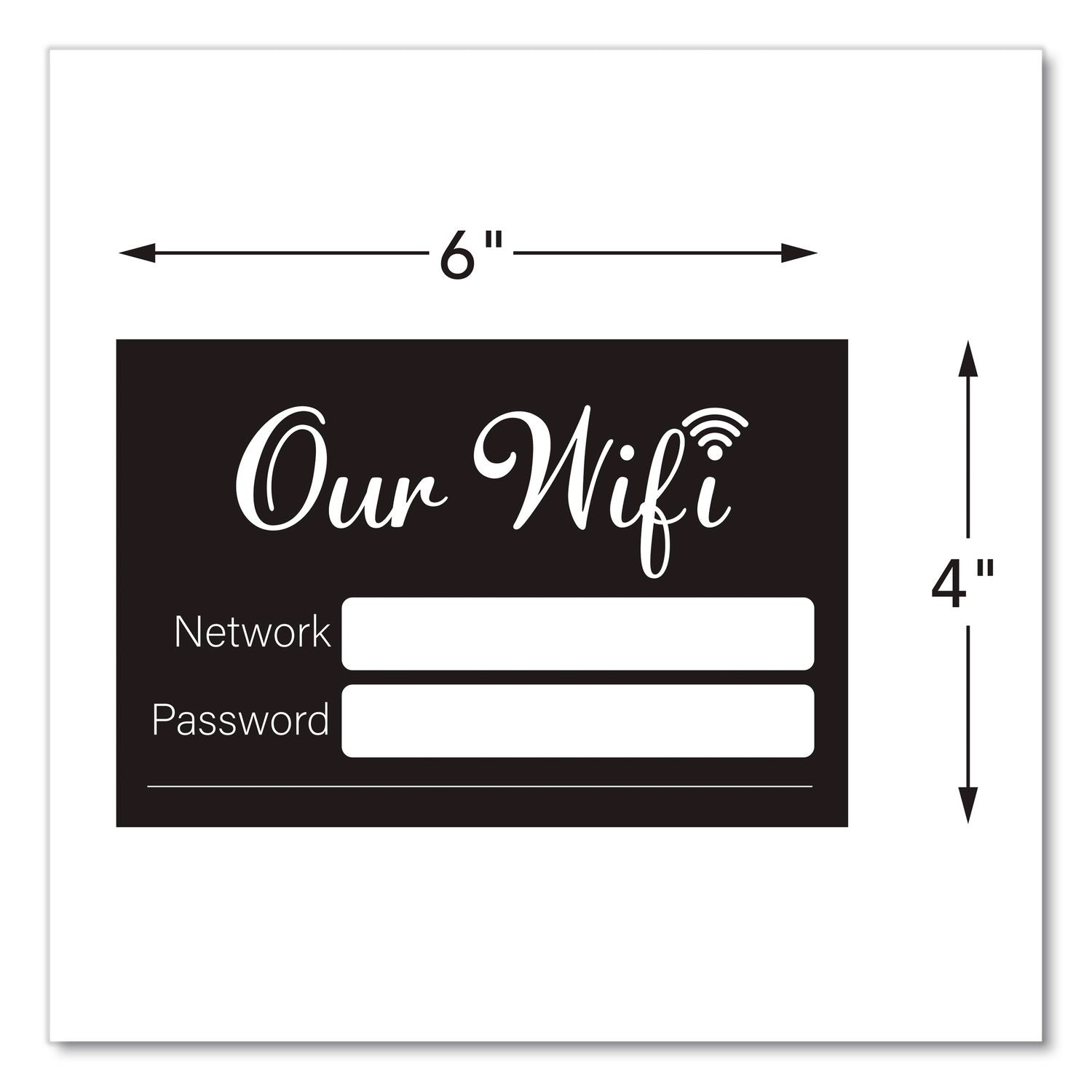 Wi-Fi Password Indoor Sign, 6 X 4, Black/White