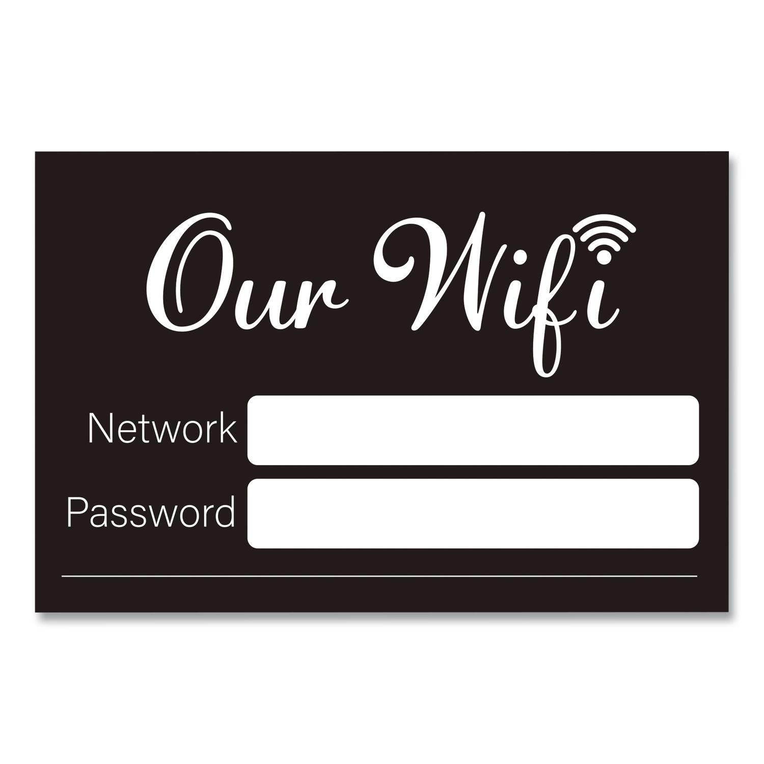 Wi-Fi Password Indoor Sign, 6 X 4, Black/White