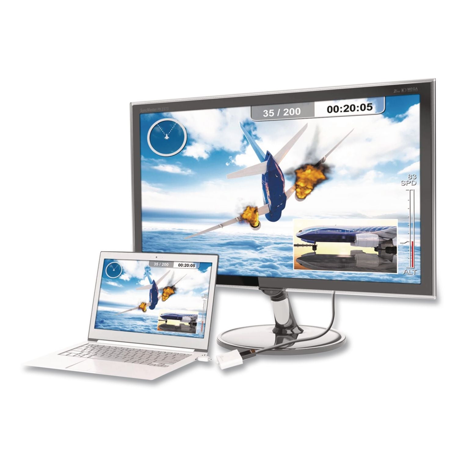 Displayport To VGA Video Adapter, DVI/HDMI/VGA, 3.54", White