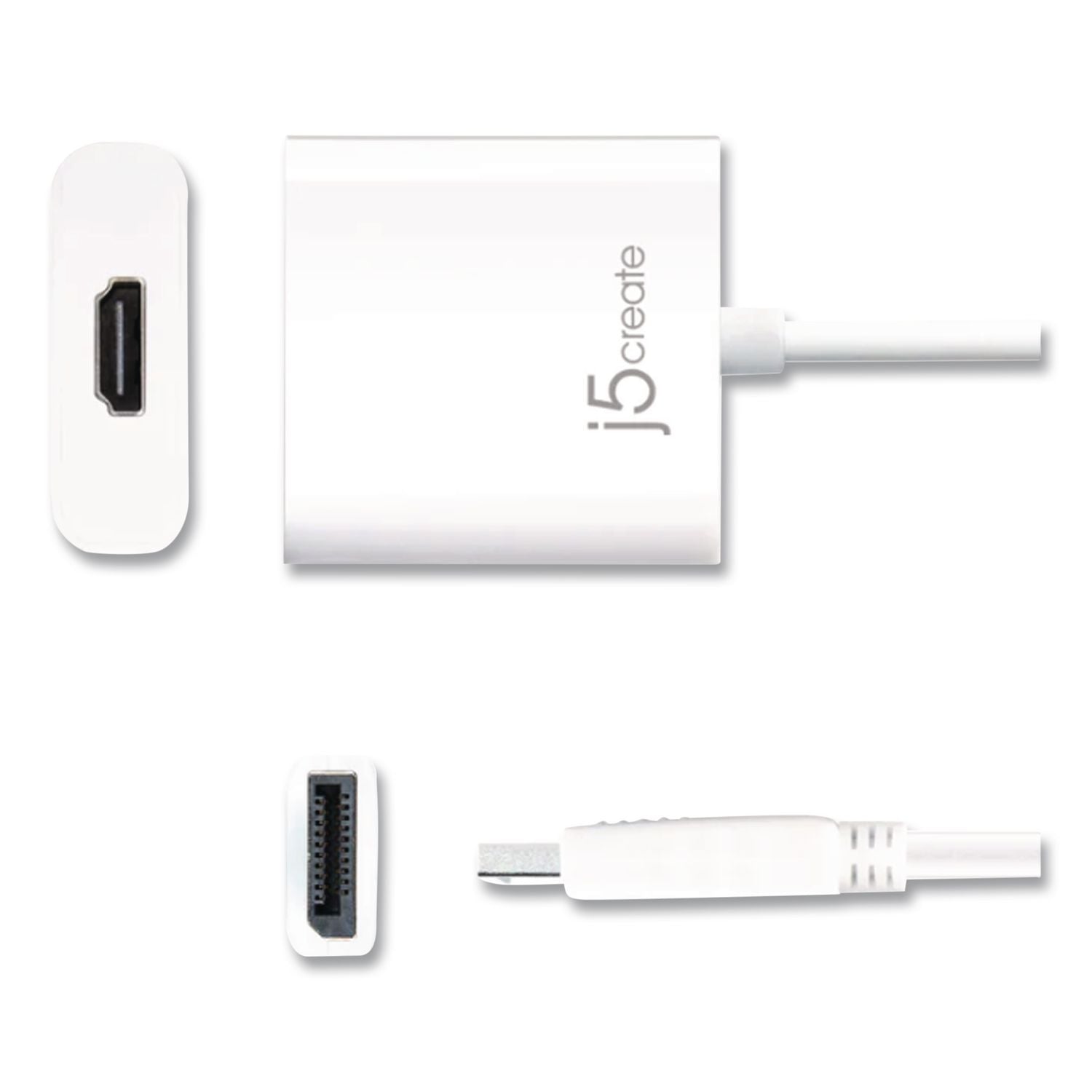 Displayport To HDMI Adapter, 3.54", White